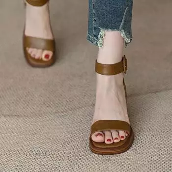 Мистер. M, французские босоножки с открытым носком, женские, лето 2025, новая ретро-платформа, толстый каблук с полым высоким каблуком 40