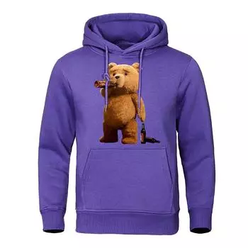 Мистер Тед Медведь Любитель Пива Печатные Толстовки Мужская Удобная Одежда Свободная Флисовая Одежда Уличная Одежда S