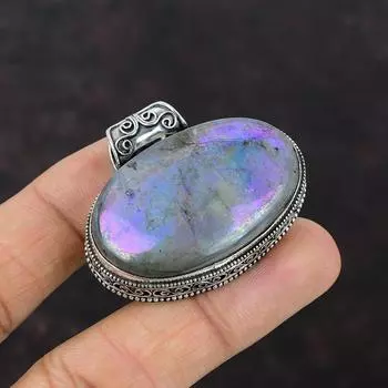 Мистический огонь, подвеска из лабрадорита, винтажная подвеска, подвеска из стерлингового серебра 925 пробы, ювелирные изделия ручной работы, изысканная подвеска из драгоценного камня, серебряные украшения для подарка