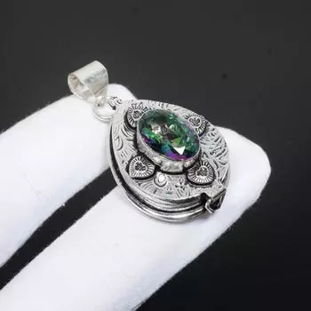 Мистический Радужный Топаз Драгоценный Камень Ручной Работы Стерлингового Серебра 925 Пробы Натуральный Мистический Кулон Подарки Ручной Работы Подвеска Ювелирные Изделия 1.57