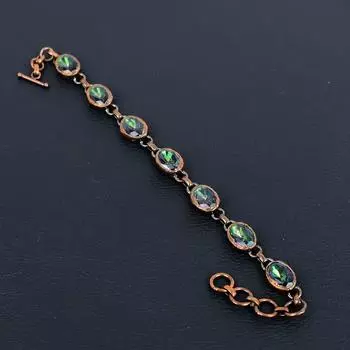 Мистический Топаз Драгоценный Камень Медь Ручной Работы Гальванопластикой Ювелирный Дизайнерский Браслет Для Любви 8 Inches With Adjustable синий