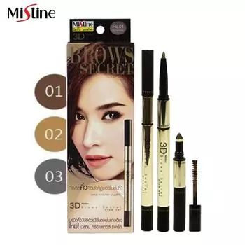 Mistine 3D Brows Secret brow Ручка для бровей - тайская косметика темно-коричневого