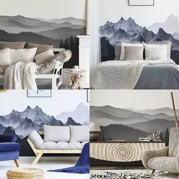 Misty Mountain Спальня Гостиная Домашний Фон Стена Ландшафтный Дизайн Декоративные Наклейки На Стены 38*140CM*6PCS/fun-L043