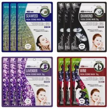 MITOMO Сделано в Японии Индивидуально упакованный пробный набор из 12 увлажняющих масок для лица Подходит в качестве подарка Интенсивный увлажняющий увлажняющий набор из