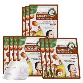 MITOMO Сделано в Японии Натуральная очищающая эссенция для лица с косточками авокадо, 1 шт. x 1 набор, 10 увлажняющих масок для ухода, 10 шт. Маска/10 = шт./кожа [MTSS00516-B-3]