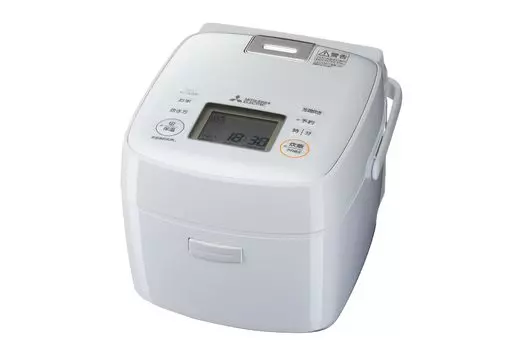 Mitsubishi Electric Rice IH Made in Living Charcoal Cooker Слой Толстый Регулируемый Ультразвуковой Водяной Моти Моти Луна Белый Плита, 3,5 Чашки, Тип, Япония,
