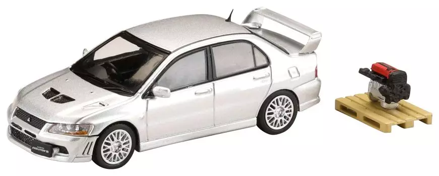 Mitsubishi Lancer GSR EVOLUTION 7 with engine display model satellite silver 1/64