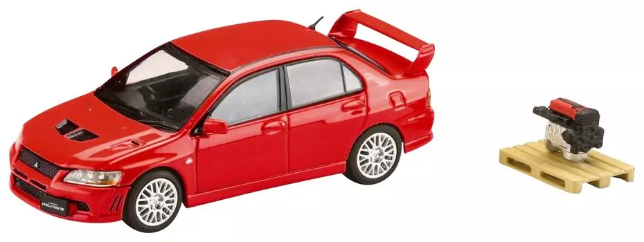 Mitsubishi Lancer GSR EVOLUTION 7 with engine display model Palma Red 1/64