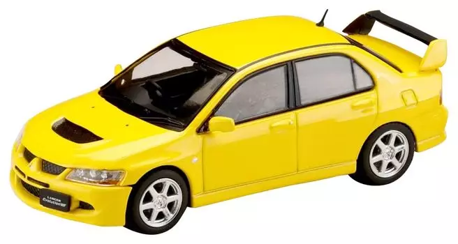 Mitsubishi Lancer GSR EVOLUTION 8 с дисплеем двигателя, модель сплошная желтая 1/64