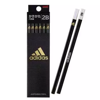 Mitsubishi Pencil Adidas Pencil Uni Drawing Pencil AI04 2B Hexagonal Shaft Black Gold 1 Dozen K56012B