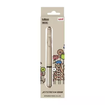 Mitsubishi Pencil Ballpoint Pen Jet Stream Edge Limited Flower Illustration Champagne Gold Easy to Write GSXN100338W25 Oil-Based 0.38