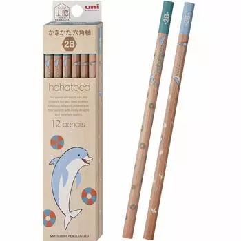 Mitsubishi Pencil Drawing Pencil Hahatoko HT03 2B hahatoko Dolphin Seagull 1 Dozen K56342B &