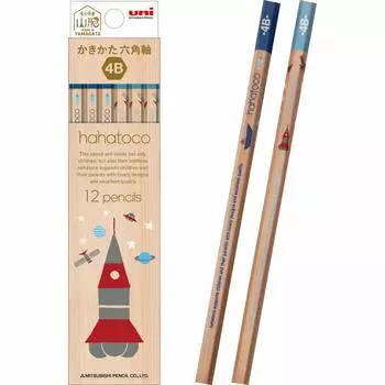 Mitsubishi Pencil Drawing Pencil Hahatoko Wooden Shaft HT02 4B Space Sea 1 Dozen K56224B &