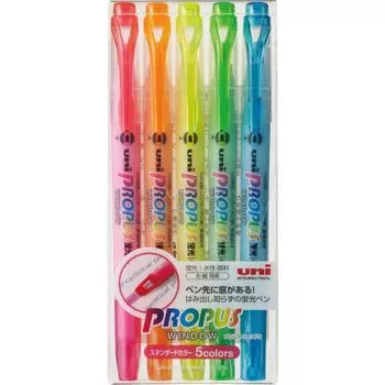Mitsubishi Pencil Highlighter Propass Window 5 Colors 6cm x 14cm PUS-102T.5C