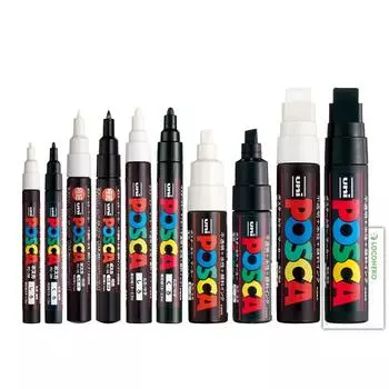 Mitsubishi Pencil Marker Posca Black White 3M 5M 8K 17K All Lead Widths 10 Pieces Set Roconeco Trial Writing Card Water-Based & PC-1M +