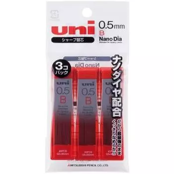Mitsubishi Pencil Mechanical Pencil Lead Nano Diamond 0.5 B 3 Pieces U05202ND3PB