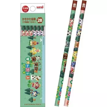 Mitsubishi Pencil Pencil Animal Crossing DMS 2B 1 Dozen Paper Box K56352B
