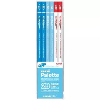 Mitsubishi Pencil Pencil Uni Palette Uni Star 2B Pastel Blue с красным карандашом 12 шт. US1049