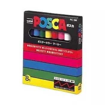 Mitsubishi Pencil Posca 8 color set Fine print Unit 1 box x 5 sets (Quantity)