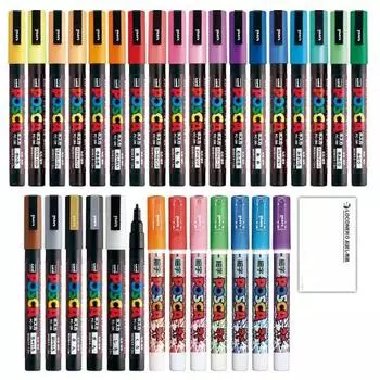 Mitsubishi Pencil Posca Lame Posca + карточка Roconeco (Тонкий PC3M/PC3ML 31 цвет)
