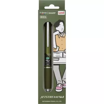 Mitsubishi Pencil Ручка Jet Stream Limited Gift Package Olive Green Easy to Write GMSXE510005OG Multi-Function 4&1 0.5