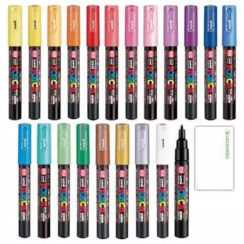 Mitsubishi Pencil uni Posca маркер на водной основе сверхтонкий PC-1M набор из 21 цвета + пробная карточка Roconeco