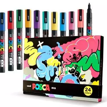 Mitsubishi Pencil uni POSCA ручка на водной основе маркер на водной основе сделано в Японии цветная ручка с тонким наконечником PC-3M набор из 24 цветов
