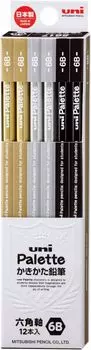 Mitsubishi Pencil Writing Pencil Unipalette 6B Writing Black 1 Dozen K56176B чёрный