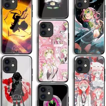 Mitsuri Kanroji Kimetsu no Yaiba аниме Мягкий стеклянный чехол из ТПУ для телефона IPhone SE 6s 7 8 Plus X Xr Xs 11 12 13 Mini Pro Max Samsung Other Phone Model&Matte silicone Case