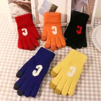 Mittens Full Finger Women Knitted Gloves Gloves Korean Style Gloves Outdoor Gloves красный
