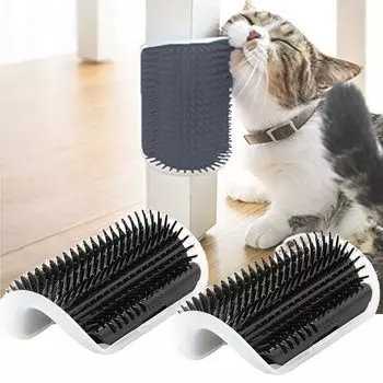 MITUKE 2 шт. Щетка для кошек, щетка для домашних животных, щетка для самостоятельного вычесывания кошек, расческа для удаления шерсти, щетка для груминга, массажные товары с мешочком кошачьей мяты, скраб для лица кошки чёрный