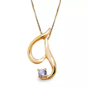 miwahouseki Initial Pink Gold Alphabet Necklace with Selectable Birthstone December Tanzanite [Miwahouseki] [T]