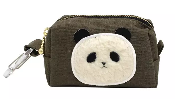 Miwaki Golf Ball Case with Handmade Panda Motif Made in for Men and Handmade Golf Carabiner, Patch, Black/Khaki, Japan, Women, Accessories, glf-W