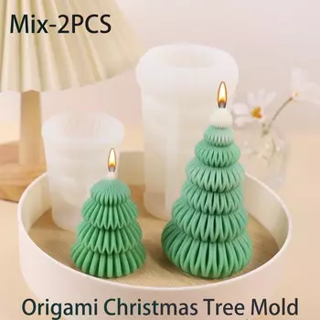 Mix-2PCS Рождественская ароматическая свеча силиконовая форма INS оригами рождественская елка форма креативные DIY украшения дома силиконовые формы