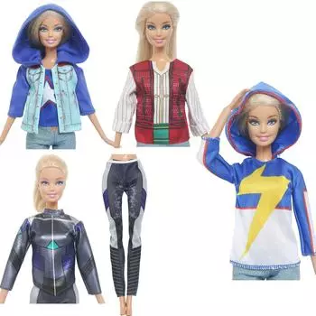 Микс, 5 шт., 30 см, одежда для кукол, модный повседневный наряд с верхом и низом для куклы Барби, аксессуары для кукольного домика, игрушка для девочек