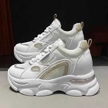 Mix Color Platform Sneakers Women Breathable Mesh Air Cushion Sports Shoes Woman Summer Autumn Sneaker Shoes 35 абрикосовый