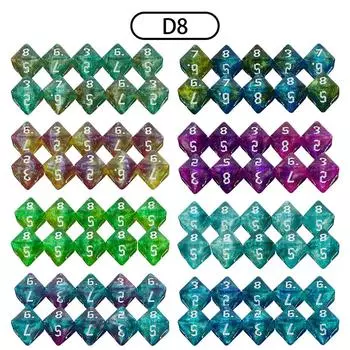 Mixed Colored Dice Polyhedral Dice D8 Dice for DND Boardgame, Educational Accessories Gaming 01