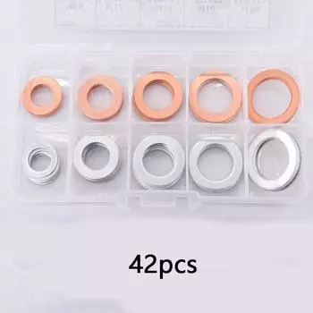 Mixed Loading Car Oil Pan Drain Gasket Aluminum/ Copper Replaceable Washer Cars 42Pcs