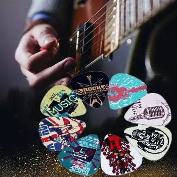 Mixed Pattern Gestures Acoustic Rock Electric Guitar Picks Shrapnel Plectrums Celluloid разноцветный