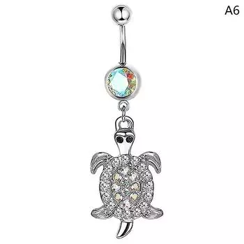 Mixed Style Dangled Navel Belly Button Ring Owl Elephant Butterfly Belly Piercing Zircon Navel Ring Stainless Steel Body Jewelry