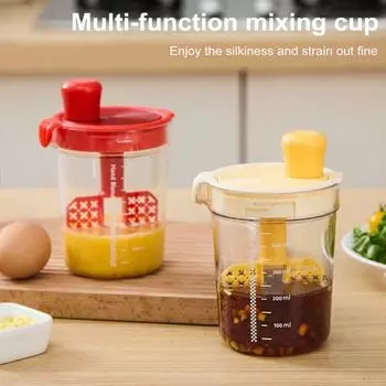 Миксер для приправ, ручная яичная смесь с градуированной чашкой для смешивания, домашний кухонный инструмент, многофункциональный блендер для домашних соусов для макания жёлтый