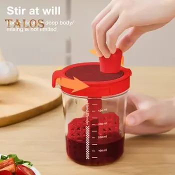 Миксер для приправ, ручная яичная смесь с градуированной чашкой для смешивания, домашний кухонный инструмент, многофункциональный блендер для домашних соусов для макания красный