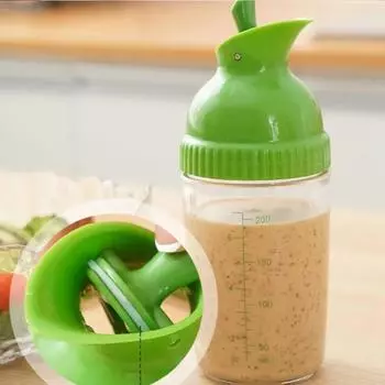 Миксер для соусов с весами, кухонный гаджет 5,5x17 см, 200 мл, герметичный контейнер, бутылка, удобные ручки, шейкер для салатной заправки, универсальный зелёный