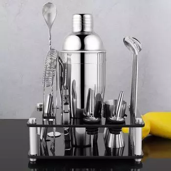 Миксер для вина Бостонский шейкер для коктейлей Мартини Барный набор Шейкер для коктейлей из нержавеющей стали с подставкой Аксессуары для бара для вечеринок