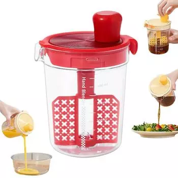 Миксер для заправки, чашка для смешивания, с весами, чашка для смешивания яичной жидкости, ручной инструмент для смешивания, бытовой миксер для приправ One Size красный