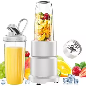 Миксер-соковыжималка Happilaff 850 Вт, высокая мощность, может измельчать лед 670 мл, 2 бутылки, 6 лезвий, блендер, портативный миксер для бутылок, защита от перегрева, перегрузка