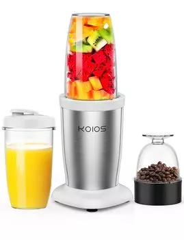 Миксер-соковыжималка KOIOS, двойная бутылка, 500 мл, большая емкость, кофемолка, 6 лезвий, высокая мощность 400 Вт, вращение смузи на высокой скорости, может измельчать лед, многоцелевой