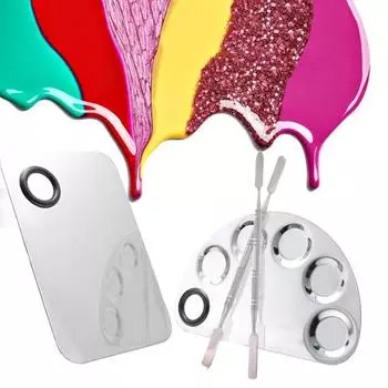 Пластина для смешивания с гладкой поверхностью, многофункциональная, различных форм, из нержавеющей стали, палитра цветов для смешивания косметики