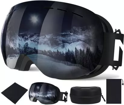 Mixiu Ski Сферические Бескаркасные Снежные Широкоугольные UV400 UV Можно носить с Салфеткой для чистки шлема Хранение Хранение Унисекс Очки, Линзы, Очки, Просмотр,