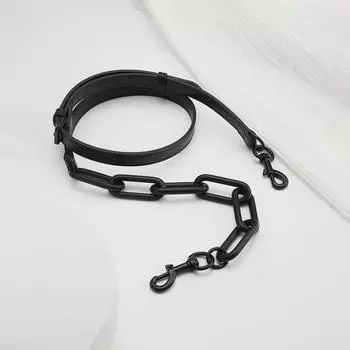 Miyake Mini Life Genuine Leather Adjustable Crossbody Bag with Acrylic Chain